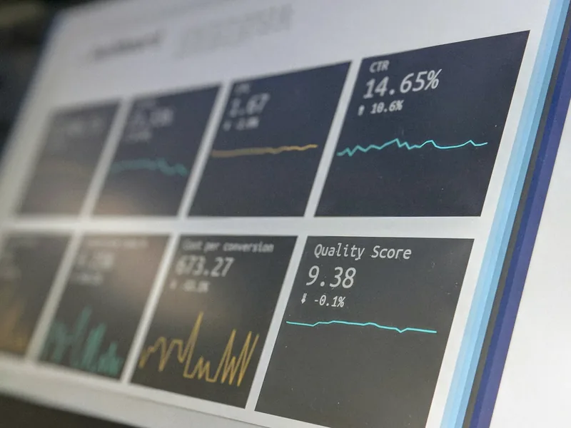 A metrics dashboard tracking conversion and quality scores