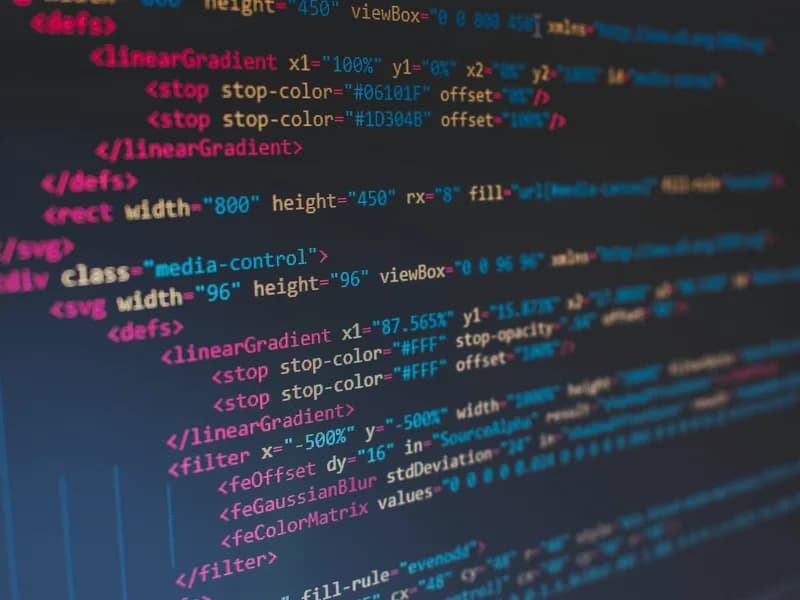 Close-up of front-end code in an editor