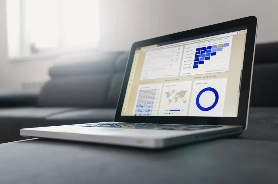 Laptop showing an analytics dashboard