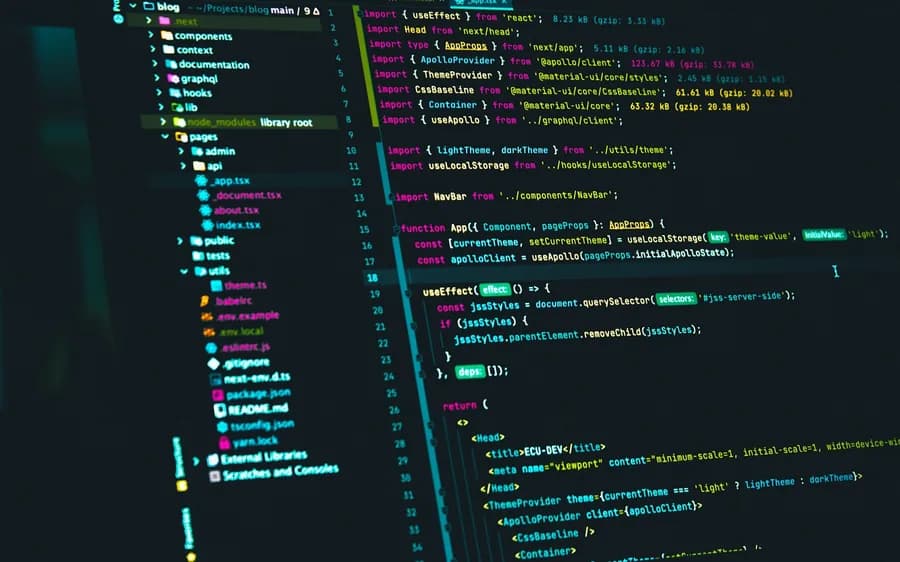 A code editor with a project open