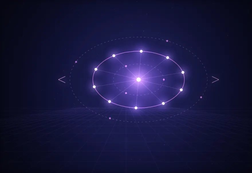 A node cluster expanding across concentric rings