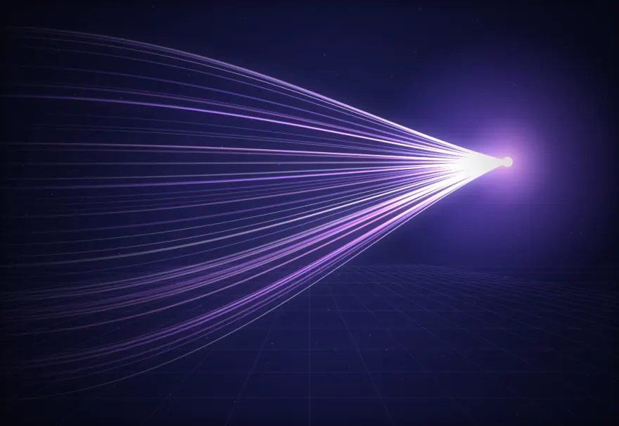 Streams of light converging at speed
