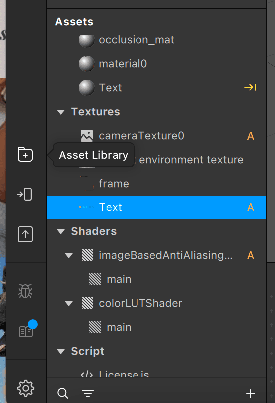 Text property in asset panel