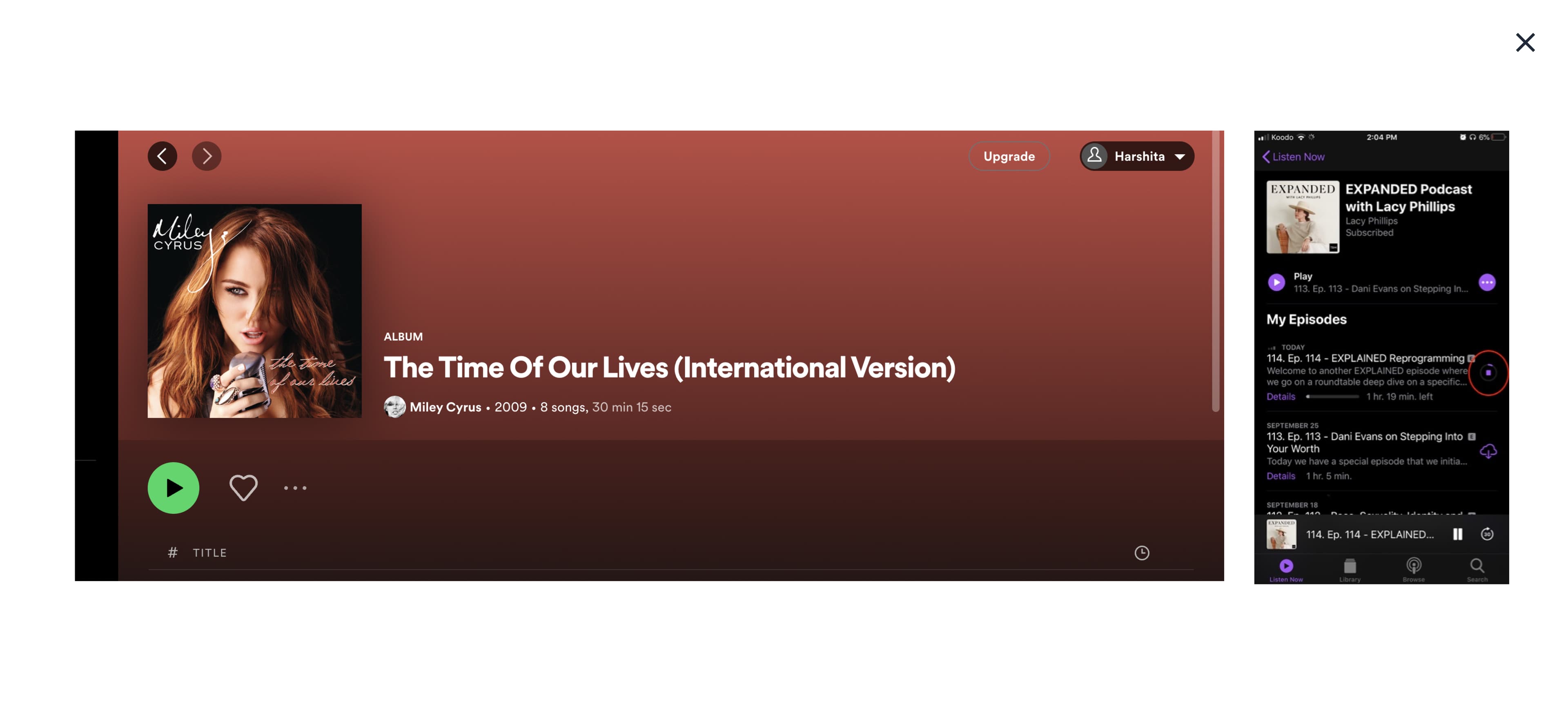 spotify web screen UI design