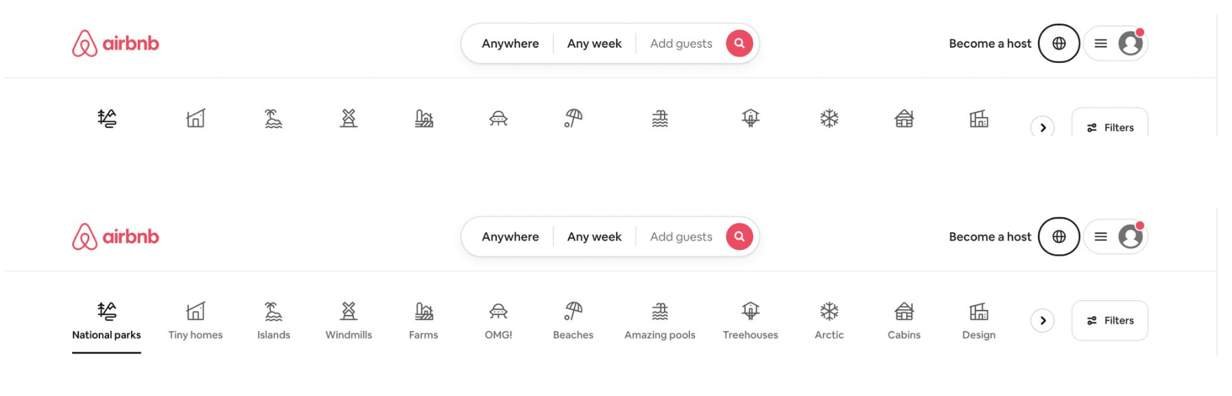 airbnb web UI design