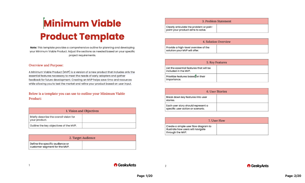 Free Minimum Viable Product (MVP) Template