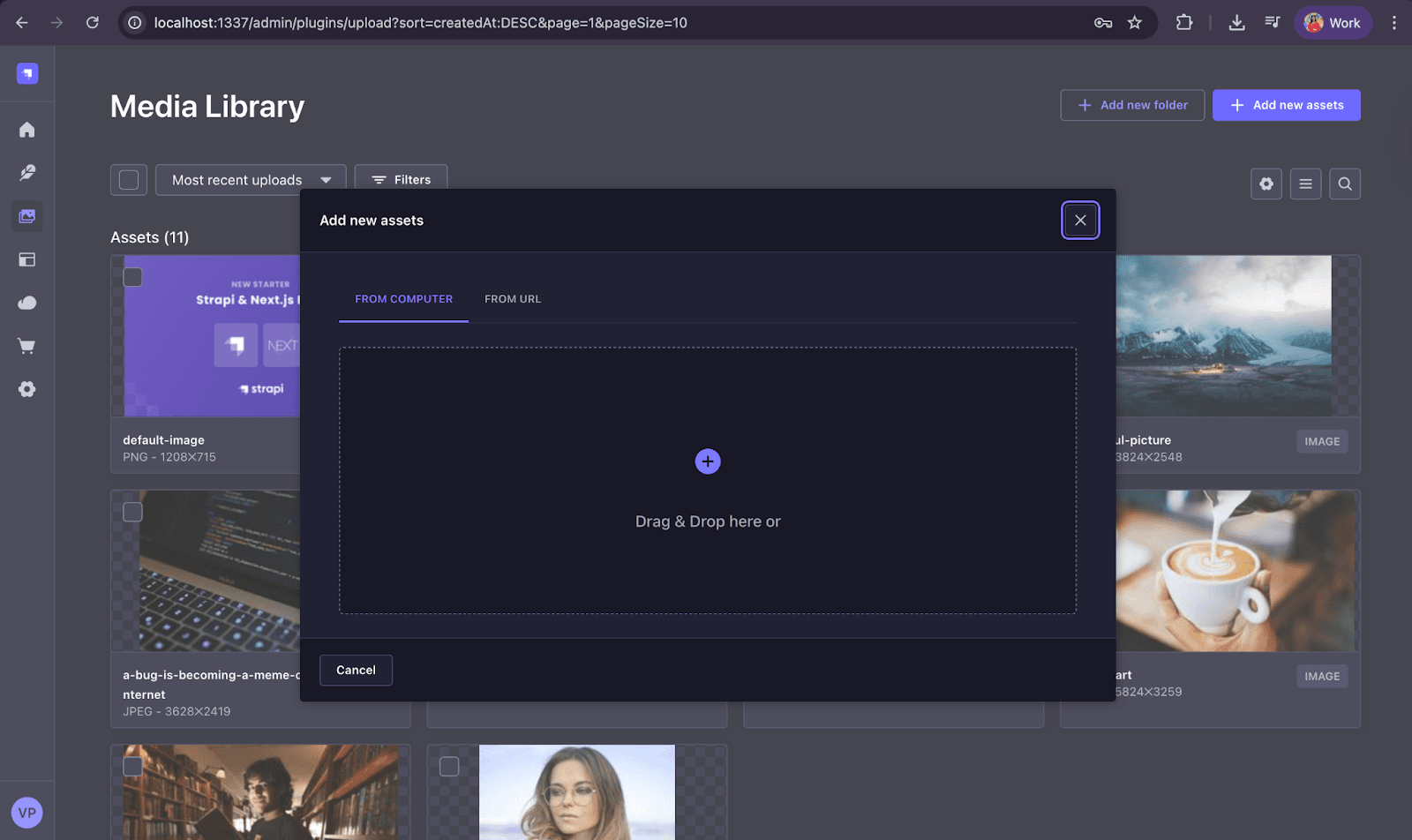 Upload images to Strapi Media Library