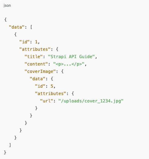Strapi API JSON response example