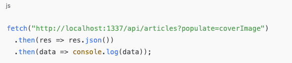 GraphQL query syntax to retrieve Strapi article data and images The url from the image field can be appended like: