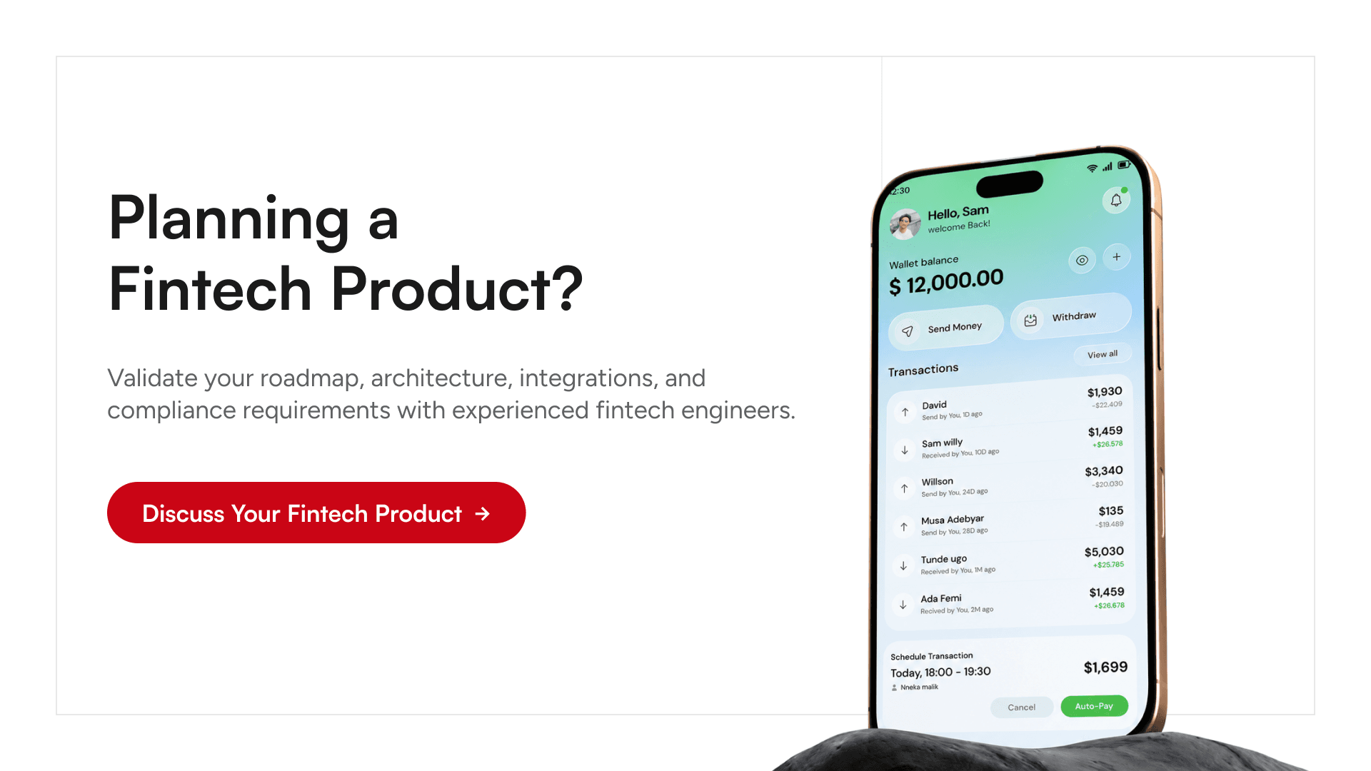 Validate your fintech product roadmap with GeekyAnts fintech consulting, architecture, compliance, and development experts.