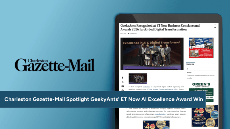 Charleston Gazette-Mail Features GeekyAnts' Excellence in AI & Digital Transformation Award Achievement at ET Now Business Conclave 2026